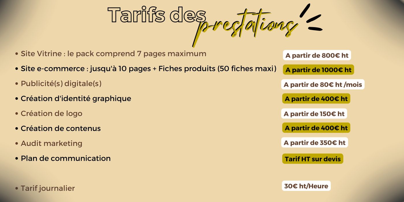 tarif prestations marketing digital